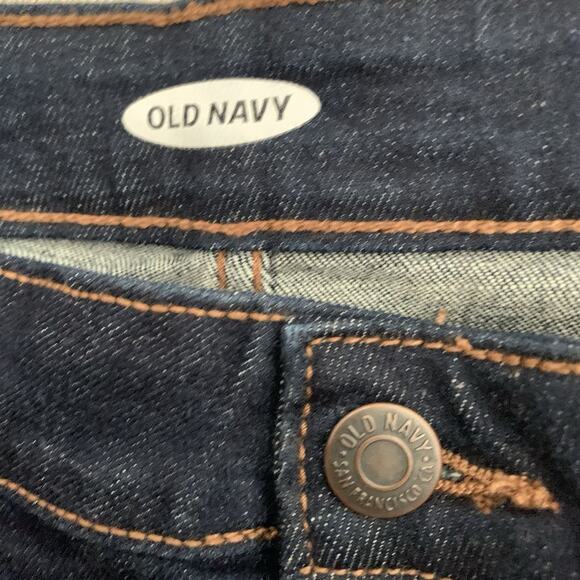 Old Navy Bermuda Jean Shorts Womens Sz 12 Dark Blue Stretch Denim Cuffed Midrise - Picture 2 of 6